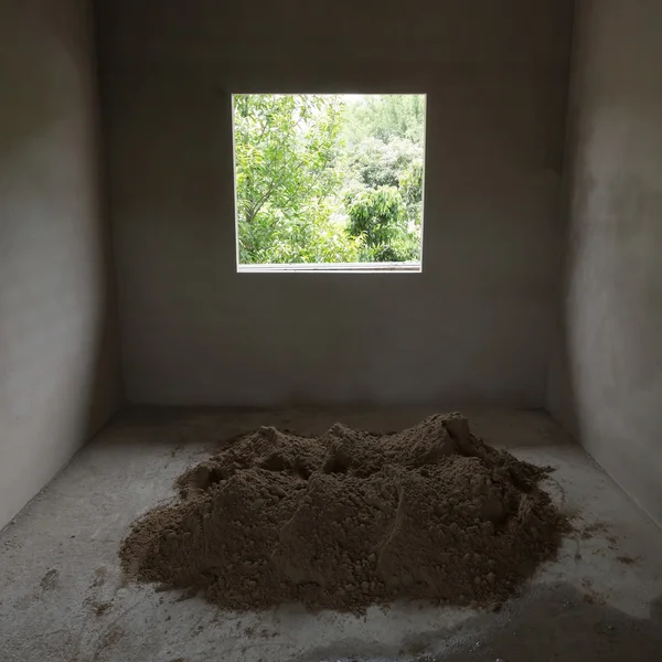 Pile sable sur chantier préparé mélange ciment béton — Photo
