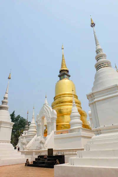 Золотая пагода в храме Ват Суан Док, Чианг Май, Таиланд — стоковое фото