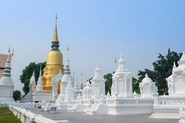 Golden pagoda wat suan dok Tapınağı, chiang mai, Tayland — Stok fotoğraf