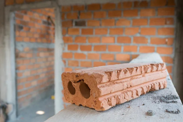 Material de bloco de tijolo usado para a indústria na construção residencial — Fotografia de Stock