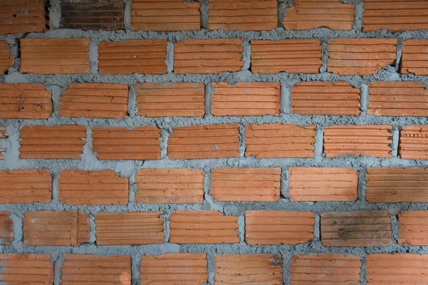 Wall made brick in residential building construction site — Stock Photo, Image