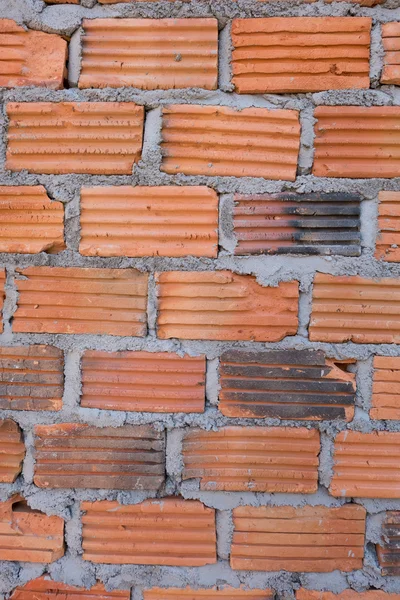 Ladrillo de pared en el sitio de construcción de edificios residenciales —  Fotos de Stock