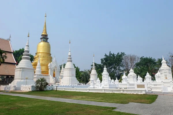 Gouden pagode in dok tempel wat suan, chiang mai, thailand — Stockfoto