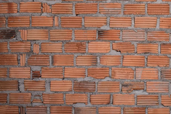 Wall made brick in residential building construction site — Stock Photo, Image