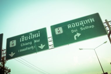 işaretleri yol otoyolu doi-suthep, seyahat, chiang mai, thailan