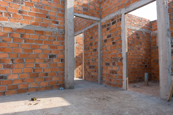 İnşaat alanında Bina Tuğla konut içinde yapılan duvar