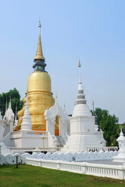 Gouden pagode in dok tempel wat suan, chiang mai, thailand — Stockfoto