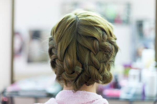 woman long braid hair creative styling bride hairstyle