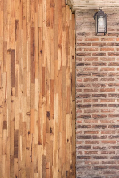 Dřevo a cement cihlová zeď design interiéru domova — Stock fotografie