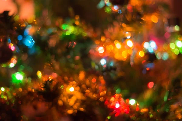 Karácsonyi háttér kép elmosódott fények bokeh, defocused — Stock Fotó