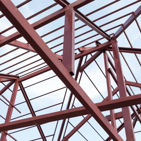 Structural steel beam on roof of building residential — Stock Photo, Image