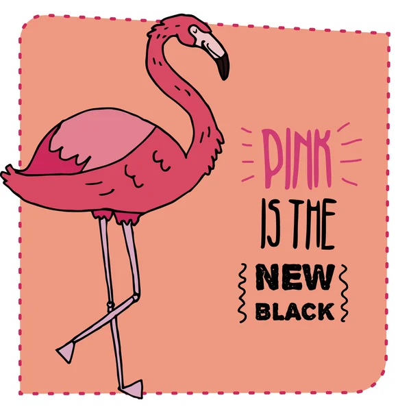 Flamingo handgezeichnete Illustration. Vektorillustration. — Stockvektor