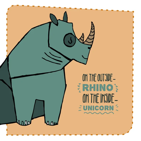 Rhino kézzel rajzolt ábrán. Vektoros illusztráció. — Stock Vector