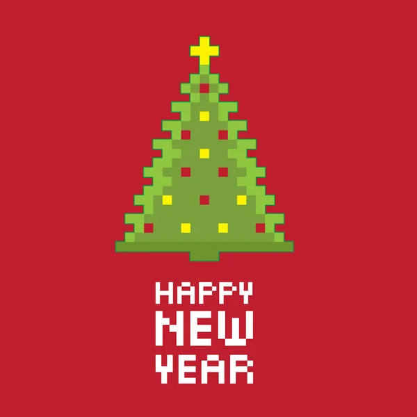 Pixel nouvel arbre année sapin . — Image vectorielle