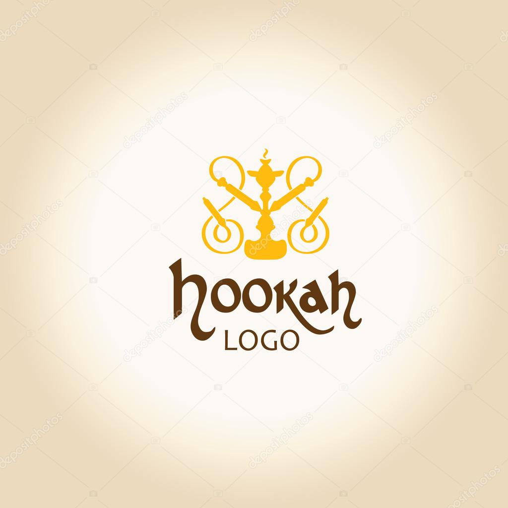 Golden hookah logo vector illustration