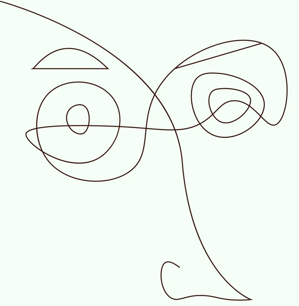 Linea facciale astratta. Disegno moderno in stile cubismo.Ritratto di volto maschile isolato su sfondo bianco — Vettoriale Stock