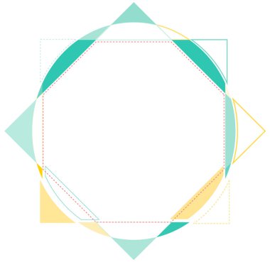 Renkli geometrik şekiller ve doğru ile soyut çerçeve