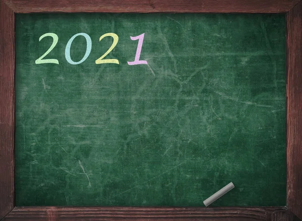Nieuwjaar 2021 Concept Inschrijving 2021 Geschreven Een Schoolbord — Stockfoto
