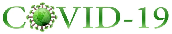 Groene Tekst Voor Covid Met Coronavirus Van Natuur Geïsoleerd Witte — Stockfoto