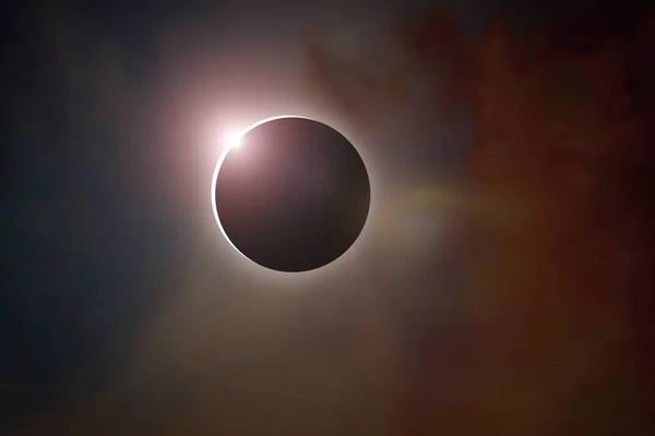 Fenômeno Anel Solar Eclipse Solar Total Fotografia De Stock