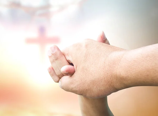 God Please Forgive Concept Jesus Holding Hand Someone Help Blurred Stock Image