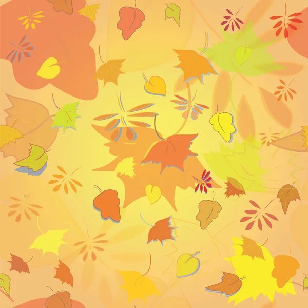 Struttura senza cuciture di foglie di autunno. Sfondo arancione. illustrazione — Vettoriale Stock