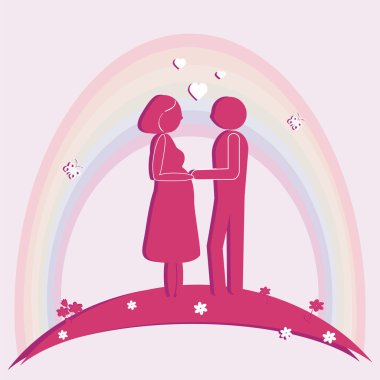 hamile kadın ve kocası. vektör çizim. 