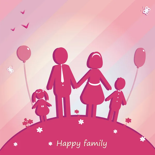 Happy family outdoor. Vector Illustration with place for text — Stock Vector