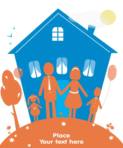 Happy family outdoor. House  of dream — Stock Vector