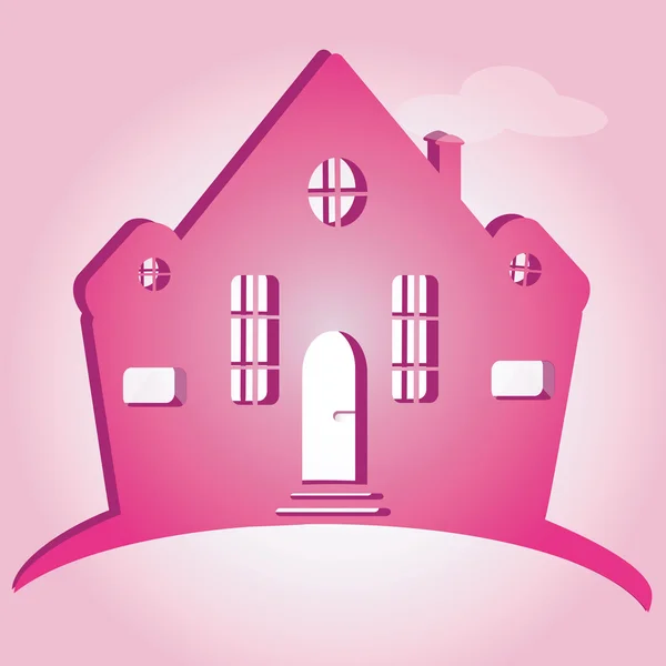 Illustration de maison sur fond rose. Peut être utilisé comme icône maison — Image vectorielle