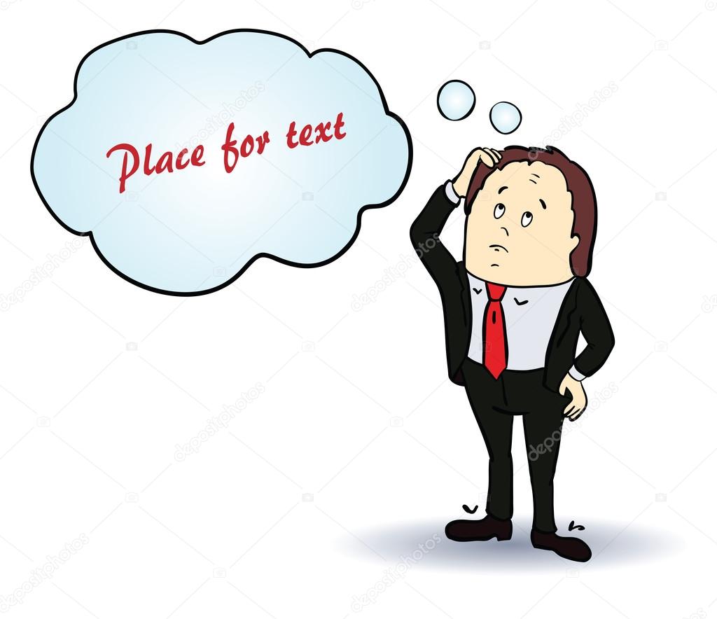Thinking Businessthinking Businessman Cartoon Character Template With