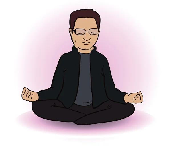 Kalm Indiase man zit in lotus pose op witte achtergrond. Vectorillustratie — Stockvector