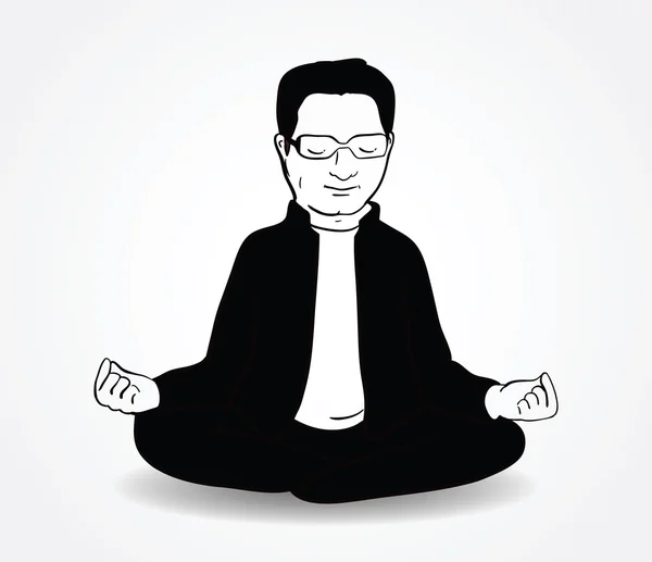 Hombre indio tranquilo sentado en pose de loto sobre fondo blanco. Ilustración vectorial — Archivo Imágenes Vectoriales