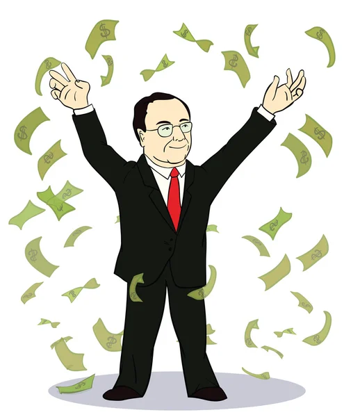 Businessman throwing bank notes — Stock Vector