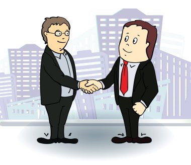 Tam uzunlukta yan görünüm işadamları el sallıyor. Vektör çizim