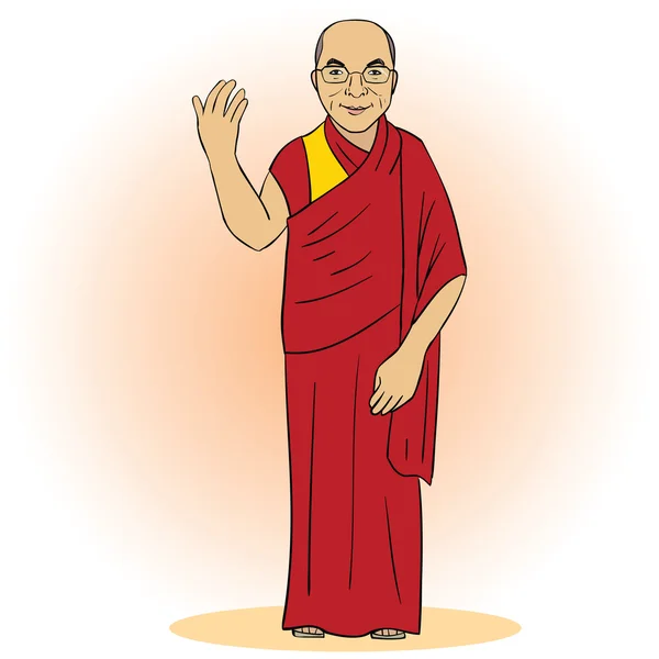 Tecknad figur i buddhistisk munk. Vektor illustration — Stock vektor