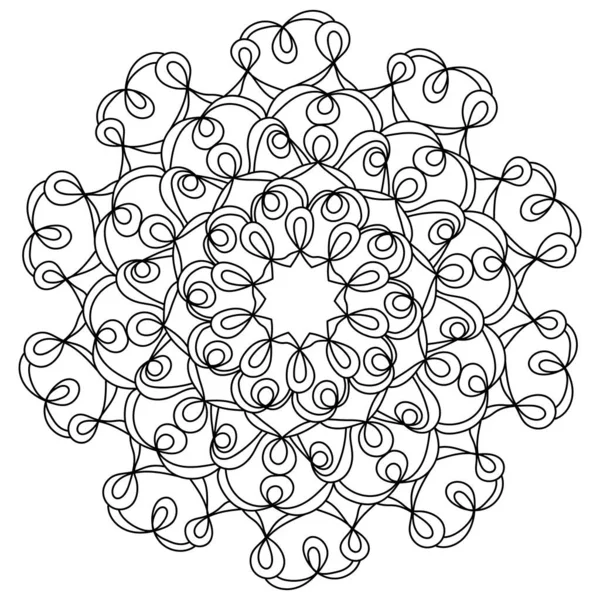 Mandala Zen Abstrait Contours Boucles Coloriage Stress Éléments Fluides Tissages — Image vectorielle