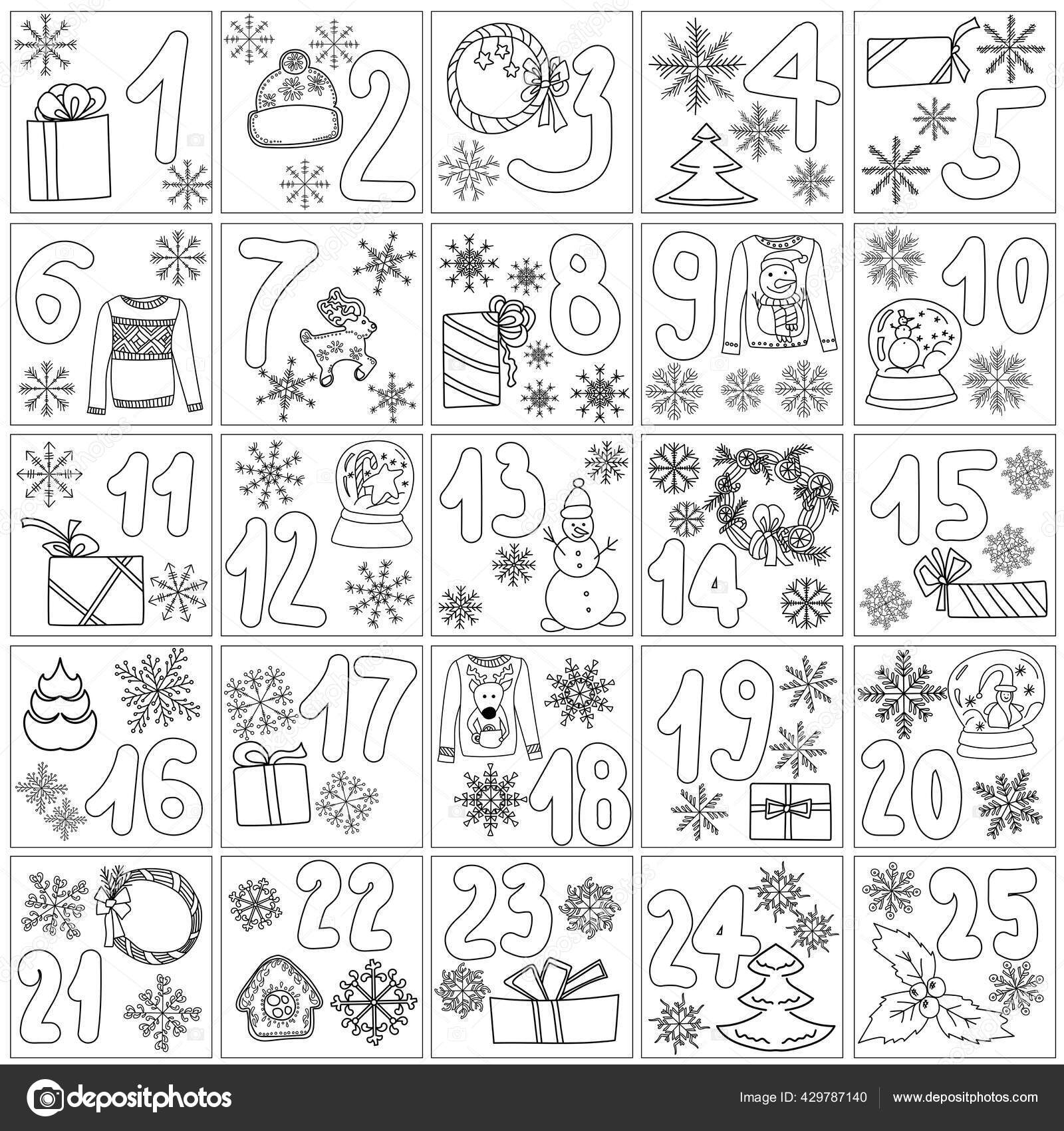 Advent Calendar Coloring Page Christmas - Depositphotos 429787140 Stock Illustration Advent Calendar Coloring Page Christmas 
