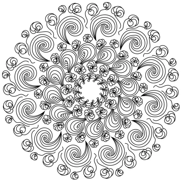 Mandala Stress Avec Des Éléments Abstraits Floraux Page Colorier Zen — Image vectorielle