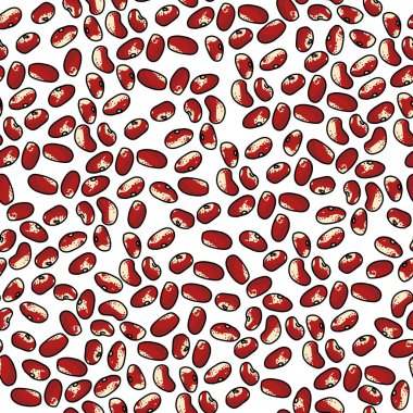 Hafif bir arkaplan çizimi üzerinde kabuksuz, kahverengi ve beyaz fasulyeli benekli fasulye tohumlarının kusursuz deseni 