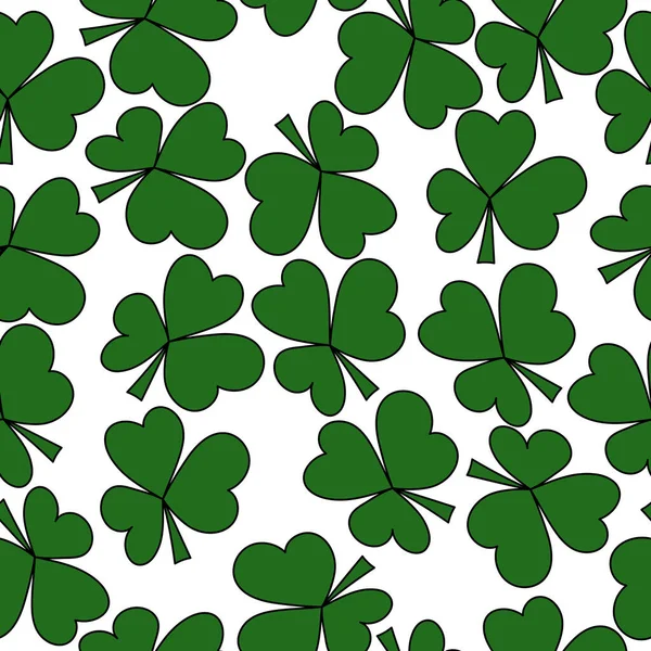 Clover Leaf Seamless Pattern Symbol Patrick Day Good Luck Green — Vetor de Stock