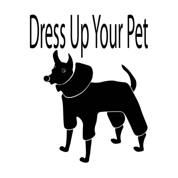 Dress Your Pet Day Silhouettes Chiens Salopette Illustration Vectorielle Inscription — Image vectorielle