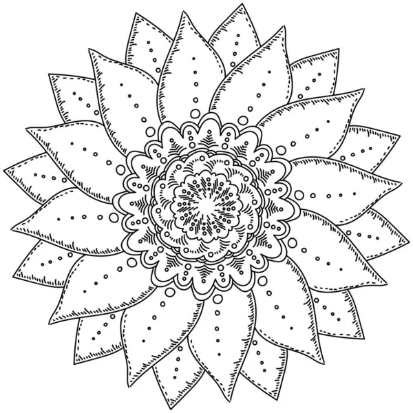 Mandala Blume Mit Scharfen Blütenblättern Zwei Schichten Zen Malseite Mit — Stockvektor