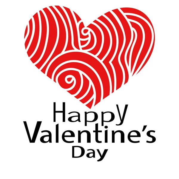 Sevgililer Günün Kutlu Olsun Kırmızı Bukleli Temalı Kalp Kartlar Veya — Stok Vektör