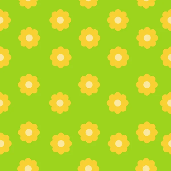 Nahtloses Muster Aus Einfachen Gelben Blumen Mit Einer Hellen Mitte — Stockvektor