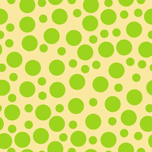 Seamless pattern of green circles of different diameters on a yellow background, positive pattern of round elements vector illustration for design