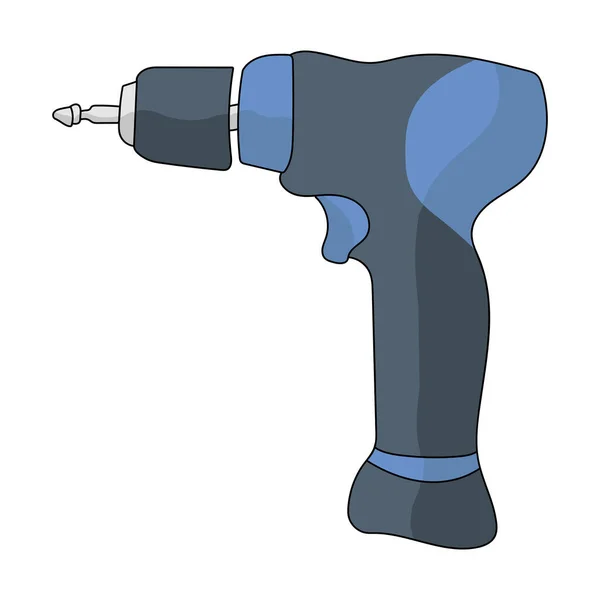 Elektrischer Schraubenzieher Blaues Werkzeug Mit Grauen Teilen Cartoon Stil Bauwerkzeug — Stockvektor