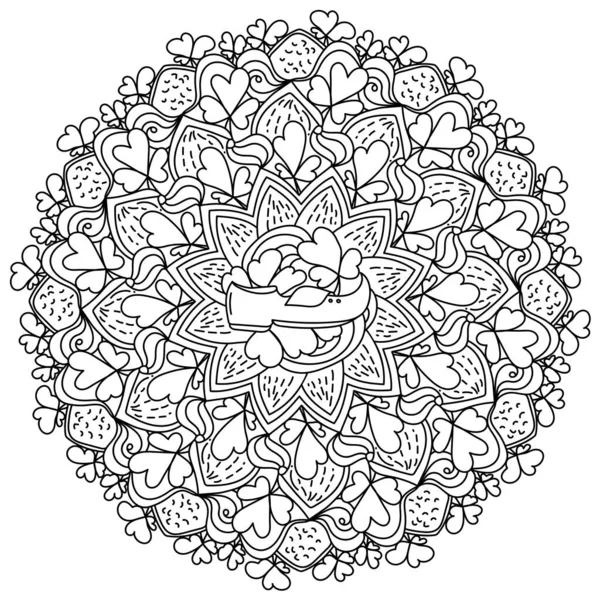 Mandala Zilei Patrick Trifoi Pantofi Centru Pagină Elemente Ornamentate Ilustrație — Vector de stoc