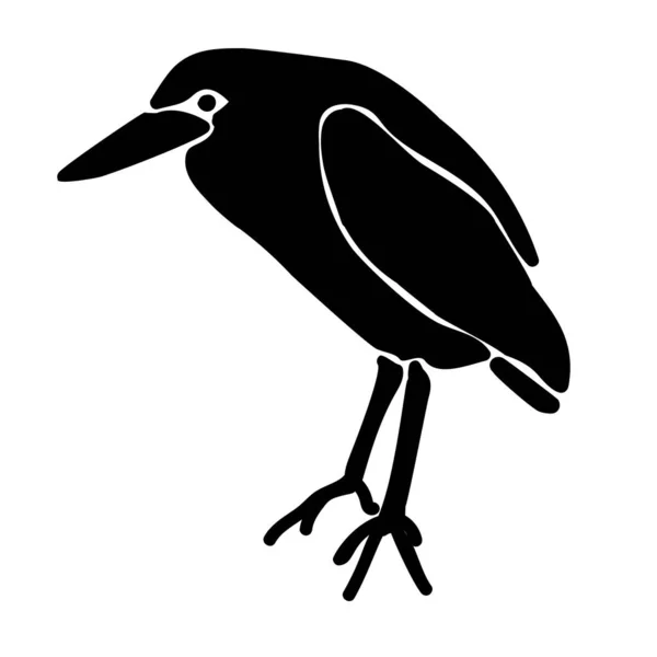 Vogelsilhouette Seitenansicht Des Vogels Stehend Mit Gefalteten Flügeln Vektor Illustration — Stockvektor