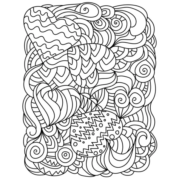 Desenhe Corações Tecelões Página Coloração Zen Para Ilustração Dia Dos —  Vetores de Stock